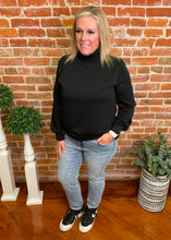 Black Balloon Sleeve Mock Neck Top