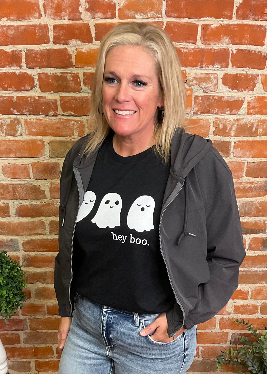 Heather Black Hey Boo Tee