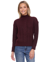 Burgundy Cable Knit Turtleneck