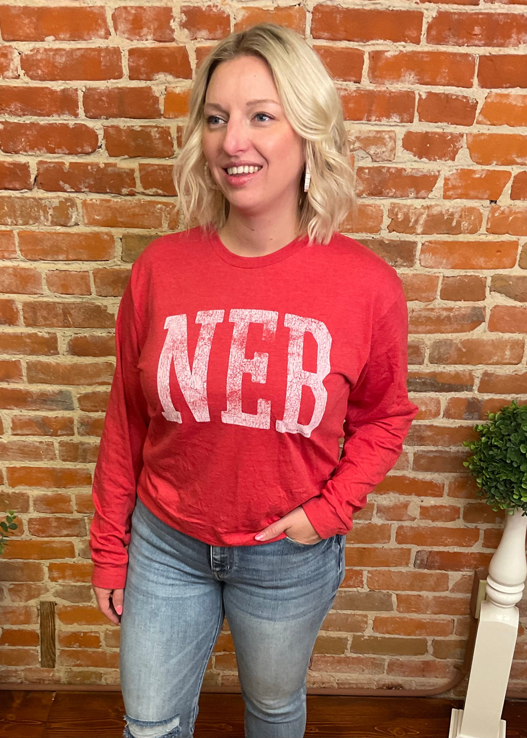 Red Long Sleeve NEB Tee