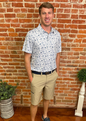 White Tropical Print Polo