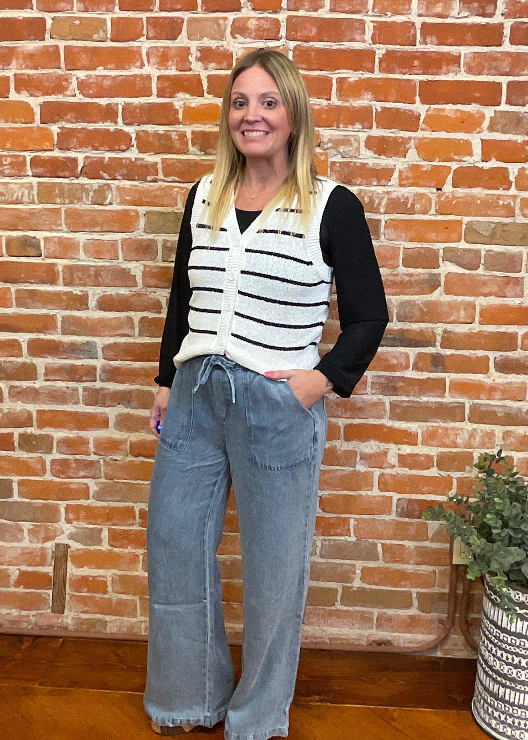 Black & White V-Neck Vest