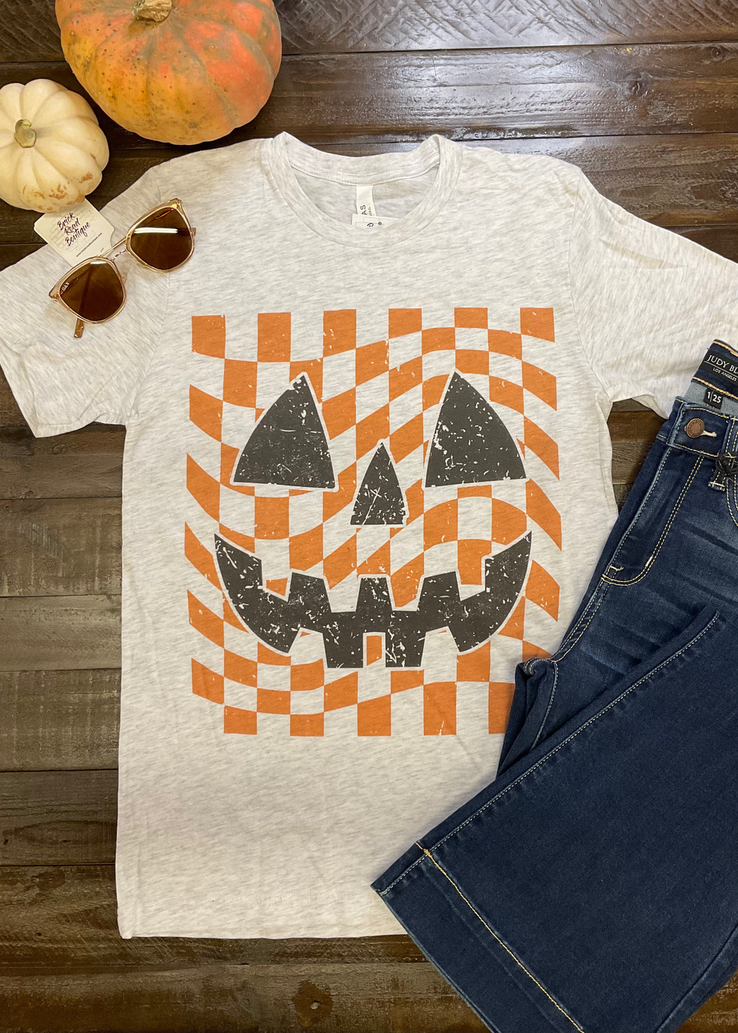 Checker Pumpkin Face Tee