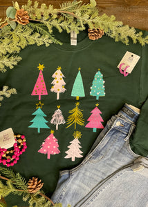 Pink Christmas Tree Sweatshirt