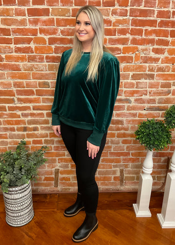 Hunter Green Velvet Sweater