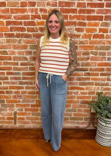 Rust & Cream Sweater Tank
