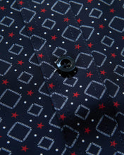 Navy, Red, & White Star Button Down