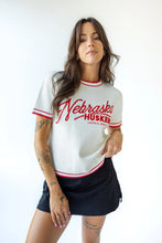 White Nebraska Short Sleeve Sweater
