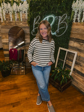 Ivory & Black Long Sleeve Pointelle Top