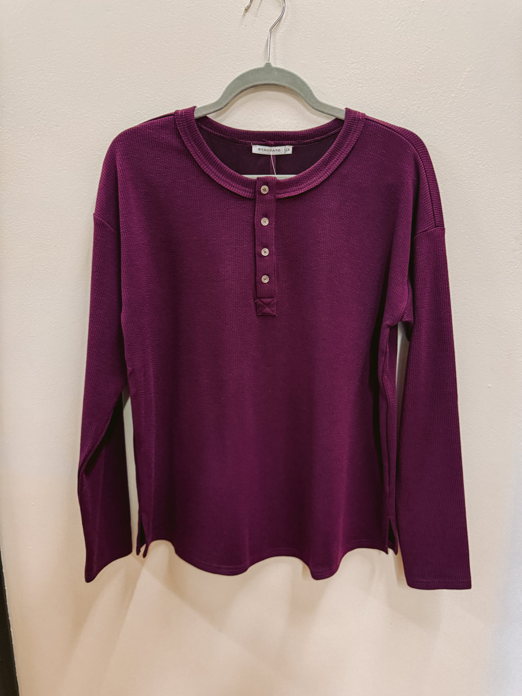 Plum Long Sleeve Henley