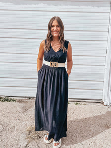 Black V-Neck Maxi Dress