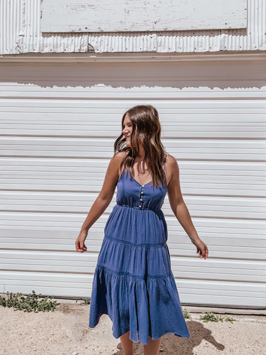 Flag & Anthem Blue Indigo Daphne Midi Dress