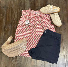Burgundy & Navy Geo Print Top