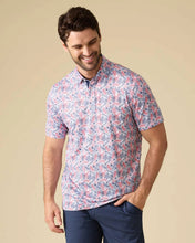 White Polo with Red & Navy Leaf Print