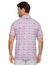 White Polo with Red & Navy Leaf Print