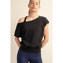 Black French Terry Off Shoulder Top