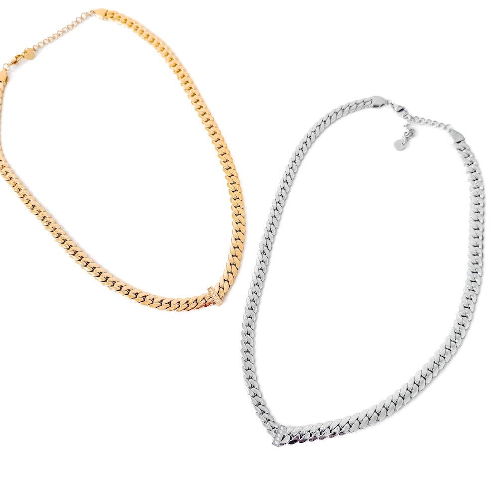 Victoria Diamond V Necklace - WATERPROOF: Gold