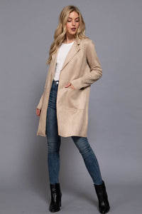 Taupe Open Front Faux Suede Jacket