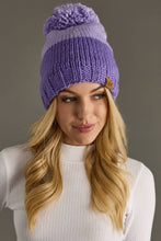 Light Purple & Purple Color Block Pom Hat