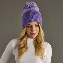 Light Purple & Purple Color Block Pom Hat