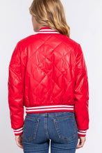 Quilted Faux Leather Bomber Jacket (Multiple Colors)