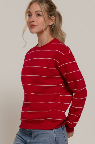 Red & Ivory Fleece Lined Sweatshirt