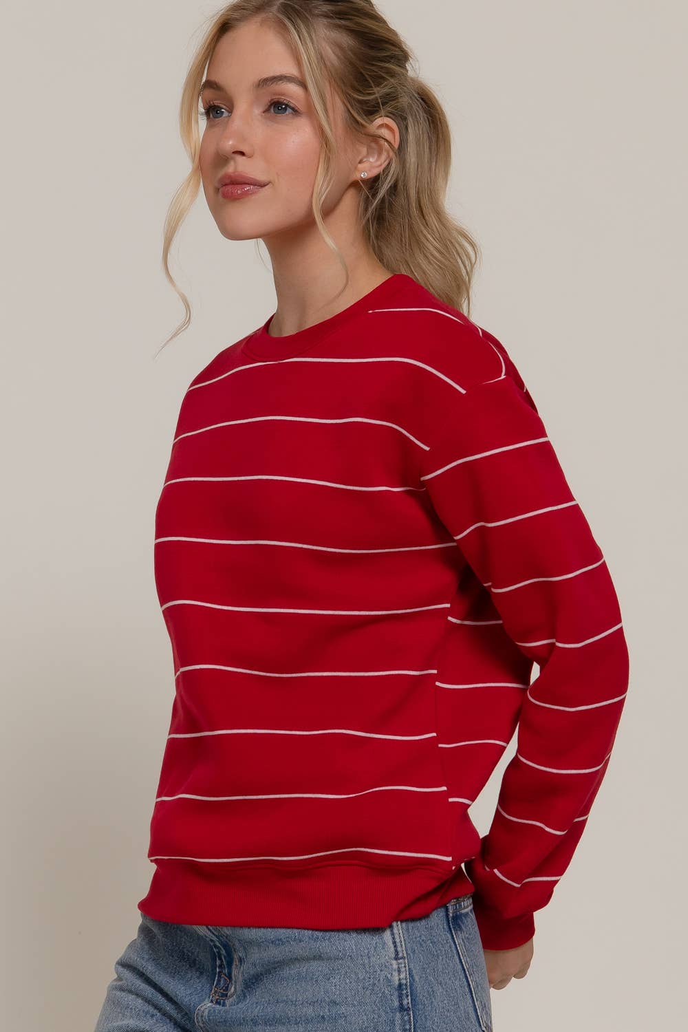 Red & Ivory Fleece Lined Sweatshirt