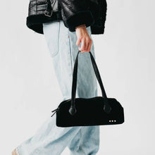 Sally Suede Barrel Shoulder Bag: Black