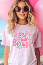Merry and Bright Graphic Garment Dyed Tee: BERRY / L