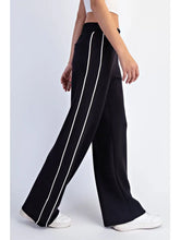 Black & Cream Two Stripe Piping Pants