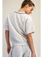 Light Heather Grey & Black V-Neck Top