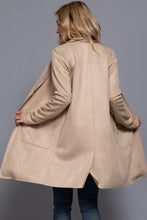 Taupe Open Front Faux Suede Jacket