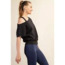 Black French Terry Off Shoulder Top