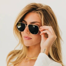 April Aviator Sunglasses: Gold/Black Lens