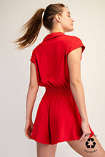 BUTTER SHORT SLEEVE QUARTER ZIP ROMPER: Black / S-M-L(2-2-2)
