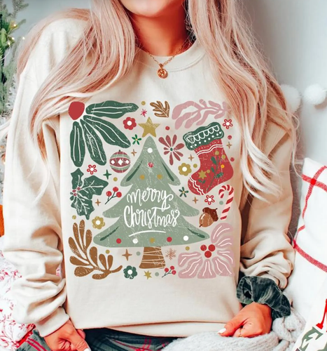 Tan Merry Christmas Sweatshirt