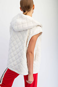 Bone Quilted Hoodie Vest