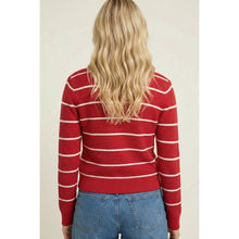Red & Ivory Bow Tie Front Cardigan