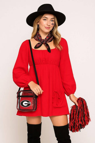 Game Day Red Babydoll Dress