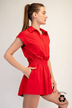 BUTTER SHORT SLEEVE QUARTER ZIP ROMPER: Black / S-M-L(2-2-2)