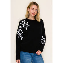 Black Floral Embroidered Sweater