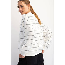 Cream & Black Stripe Long Sleeve Top