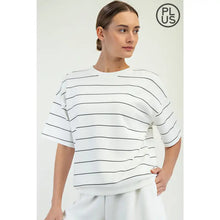 Cream & Black Stripe Short Sleeve Top