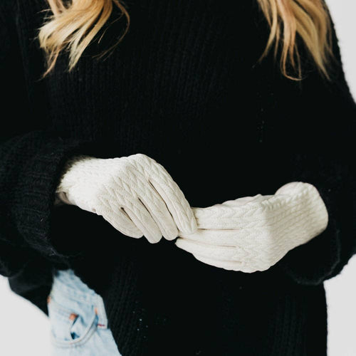 Quilted Smart Touch Gloves: Ivory