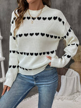 Striped Heart Pattern Sweater