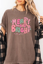 Merry and Bright Graphic Garment Dyed Tee: BERRY / L