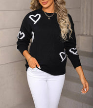 Black Fuzzy Heart Sweater