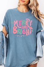 Merry and Bright Graphic Garment Dyed Tee: BERRY / S