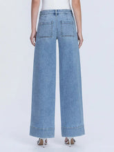 Mid Rise Trouser Hem Wide Jeans with Darts