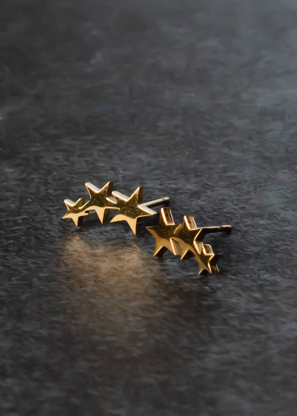 Gold Triple Star Stud Earring